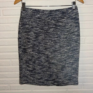 Ann Taylor Blue and Cream Knit Office Pencil Skirt, Women’s Size 4